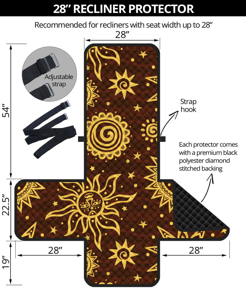 Hand Drawn Sun Pattern Recliner Cover Protector