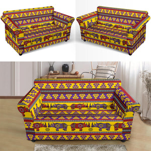 Rhino African Afro Dashiki Adinkra Kente Ethnic Motifs Loveseat Couch Slipcover