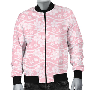 Sakura Pink Pattern Men Bomber Jacket