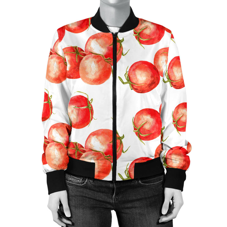 Tomato Water Color Pattern Women Bomber Jacket