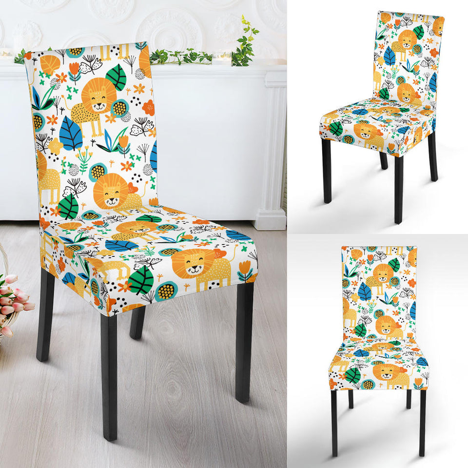 Lion Pattern Print Design 02 Dining Chair Slipcover