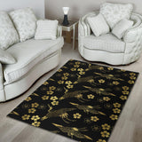 Gold Japanese Theme Pattern Area Rug