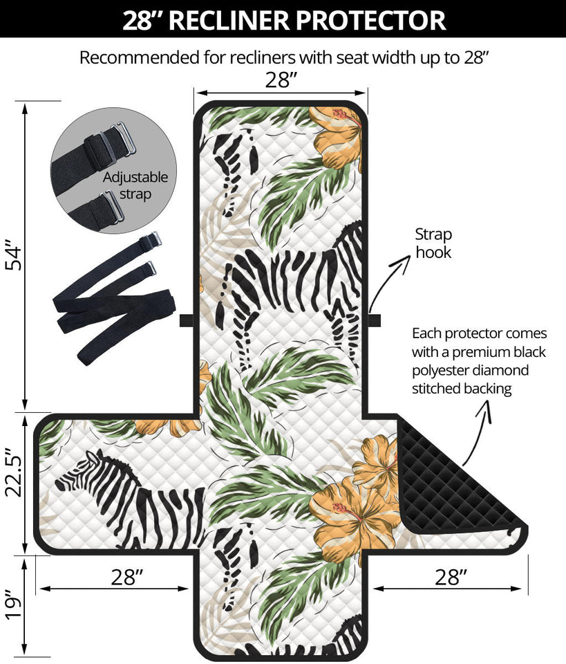 Zebra Hibiscus Pattern Recliner Cover Protector