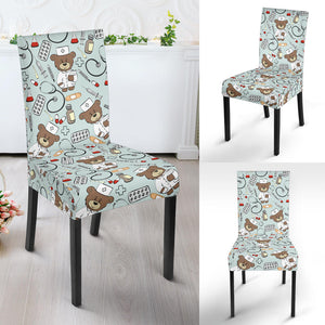 Teddy Bear Pattern Print Design 02 Dining Chair Slipcover