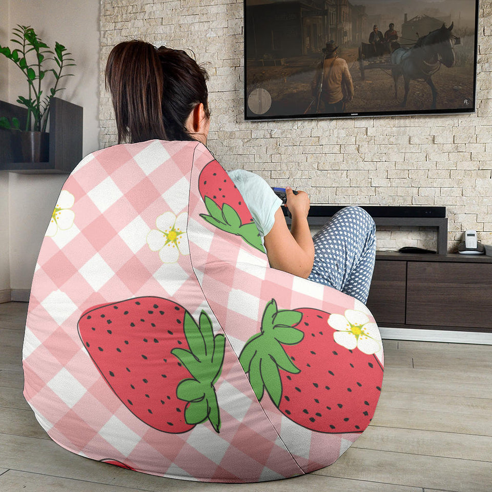 Strawberry Pattern Stripe Background Bean Bag Cover