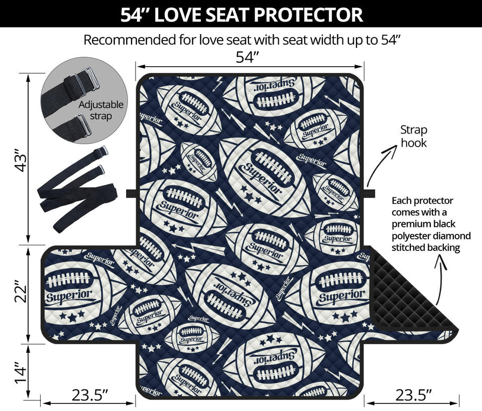 American Football Ball Pattern Loveseat Couch Cover Protector