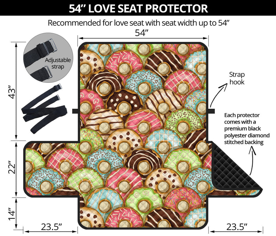 Donut Pattern Background Loveseat Couch Cover Protector