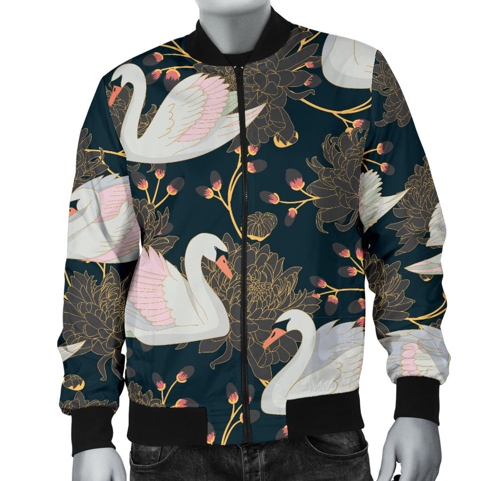 Swan Pattern Men Bomber Jacket