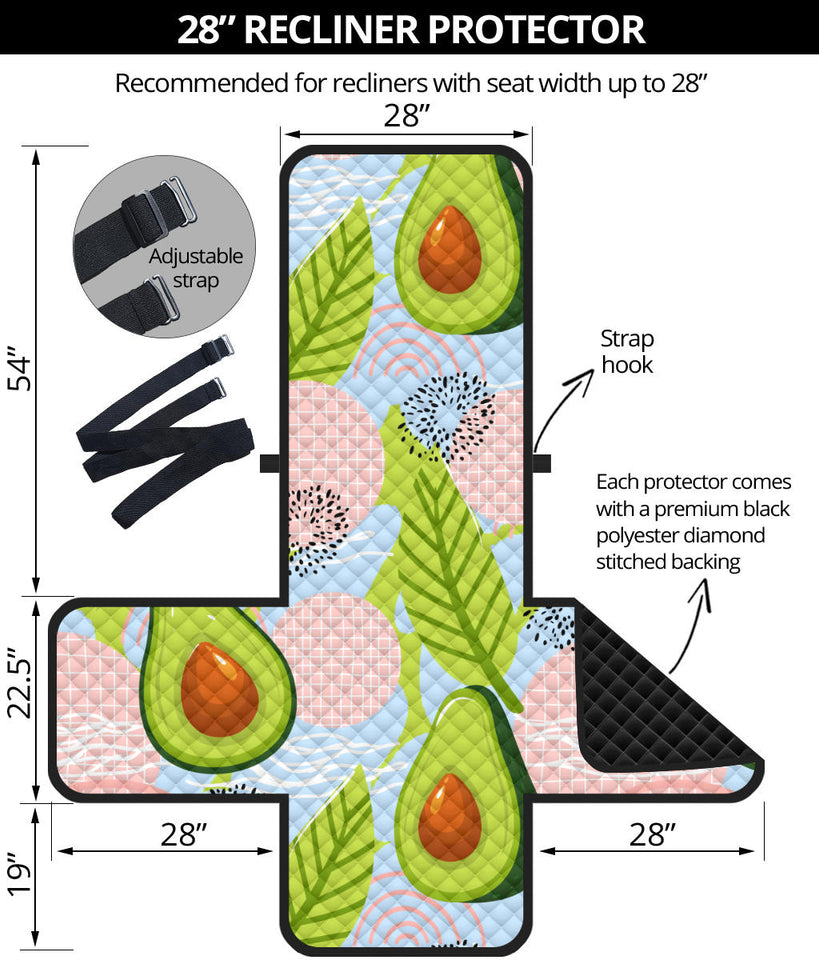 Avocado Pattern Theme Recliner Cover Protector