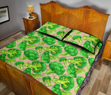 Broccoli Pattern Pink background Quilt Bed Set