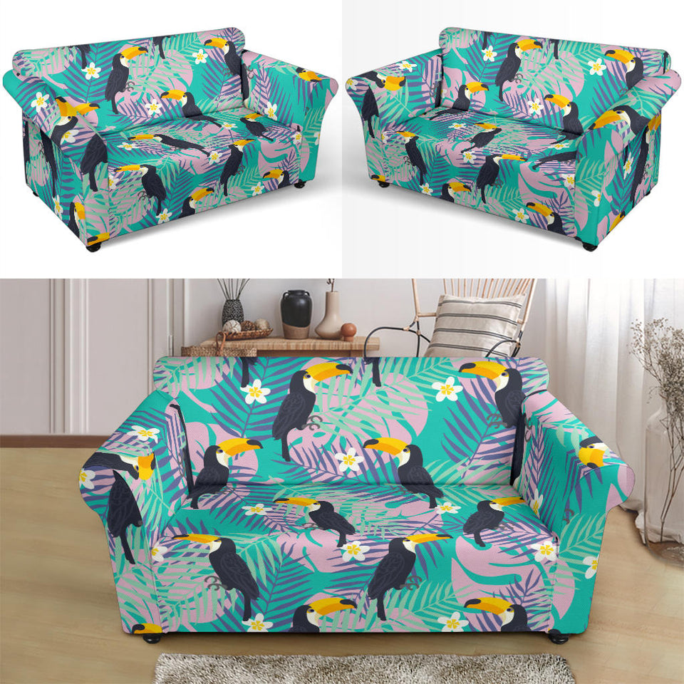 Toucan Pattern Background Loveseat Couch Slipcover