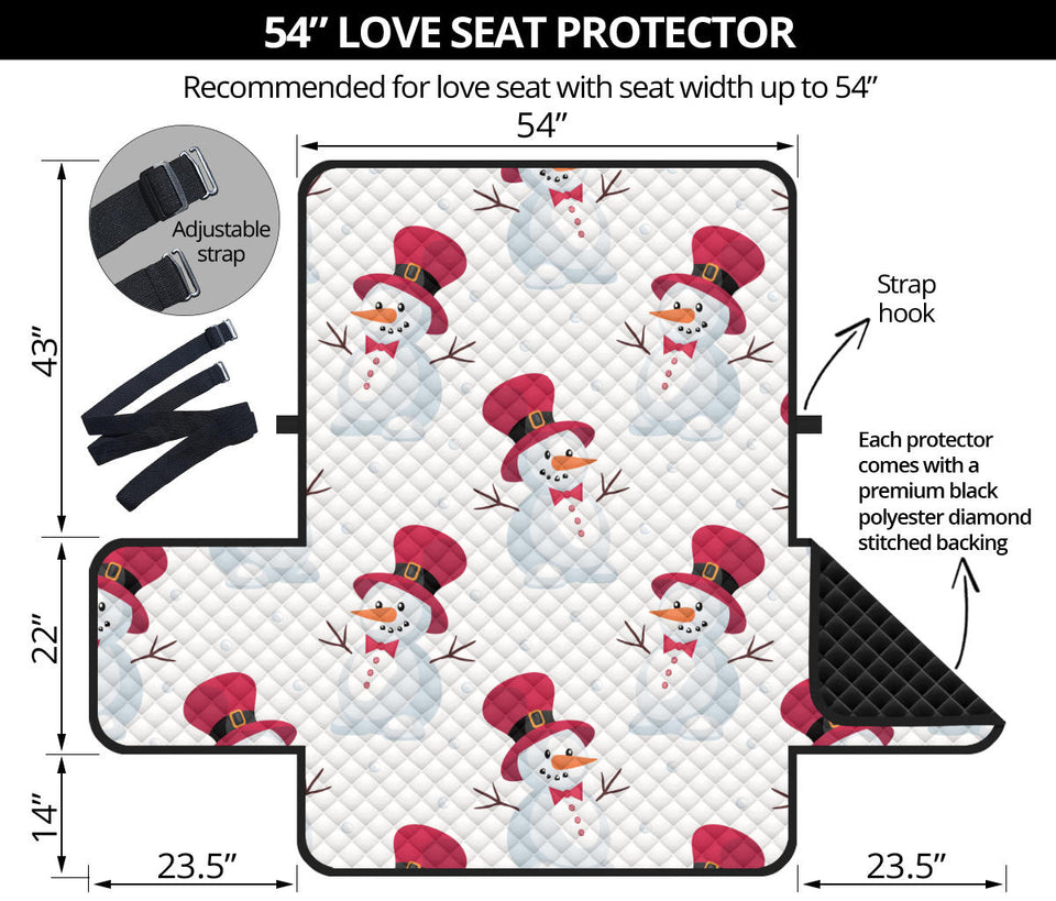 Cute Snowman Pattern Loveseat Couch Cover Protector