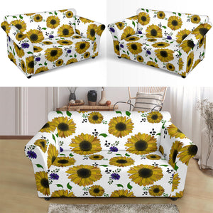 Sunflower Pattern Background Loveseat Couch Slipcover