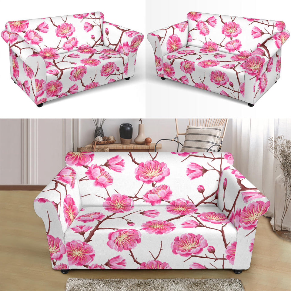 Pink Sakura Pattern Loveseat Couch Slipcover