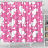 Poodle Pink Theme Pattern Shower Curtain Fulfilled In US