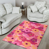 Pink Camo Camouflage Flower Pattern Area Rug