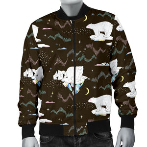 Polar Bear Pattern Background Men Bomber Jacket