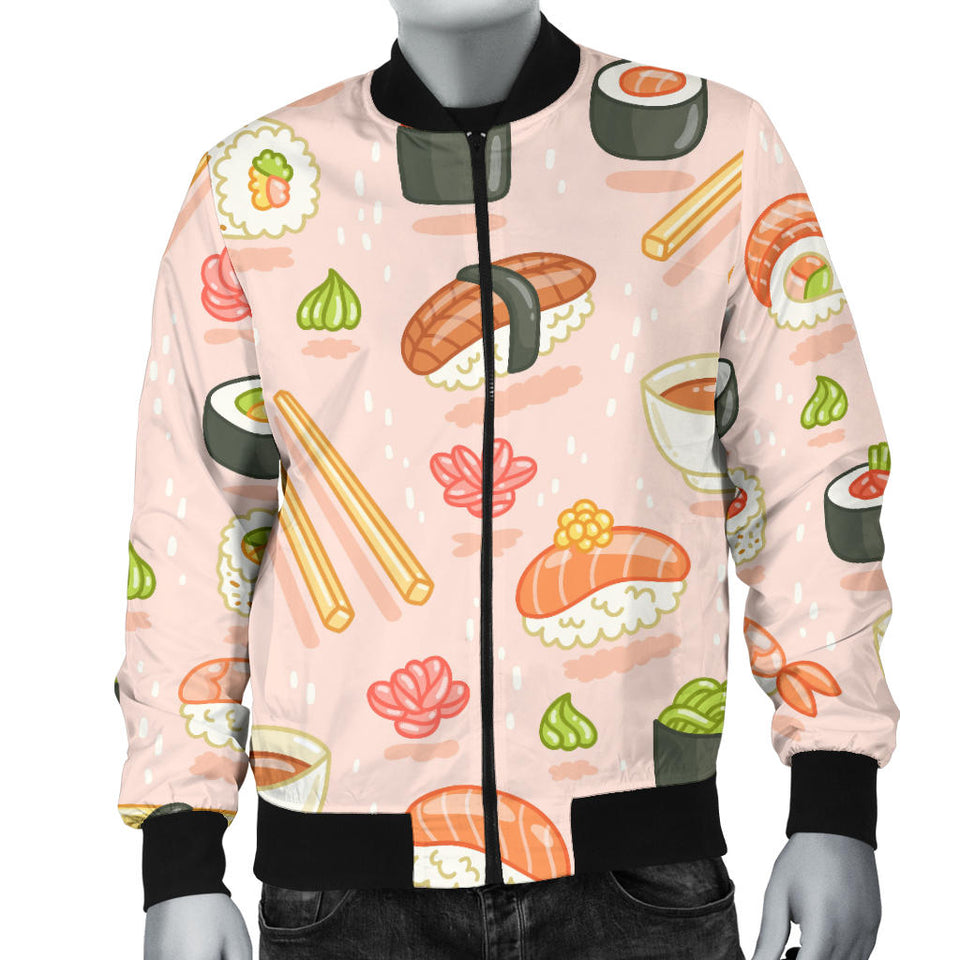 Sushi Pattern Background Men Bomber Jacket