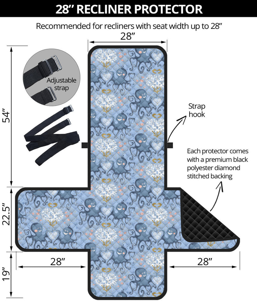 Octopus Heart Pattern Recliner Cover Protector