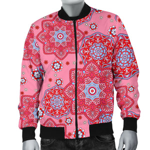 Indian Pink Pattern Men Bomber Jacket