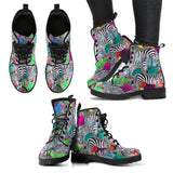 Zebra Colorful Pattern Leather Boots