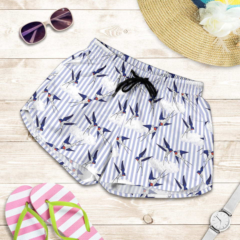 Swallow Pattern Print Design 03 Women Shorts