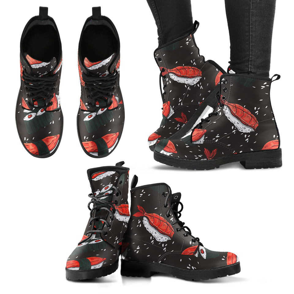 Sushi Theme Pattern Leather Boots