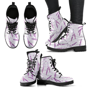 Lavender Pattern Stripe Background Leather Boots