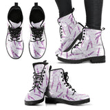 Lavender Pattern Stripe Background Leather Boots