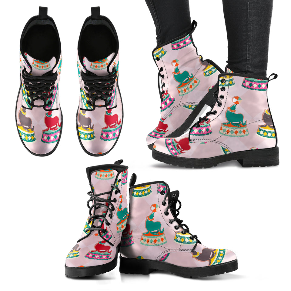 Colorful Sea Lion Pattern Leather Boots