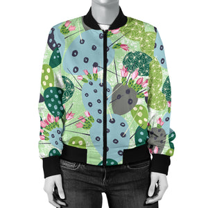 Cactus Pattern Background Women Bomber Jacket