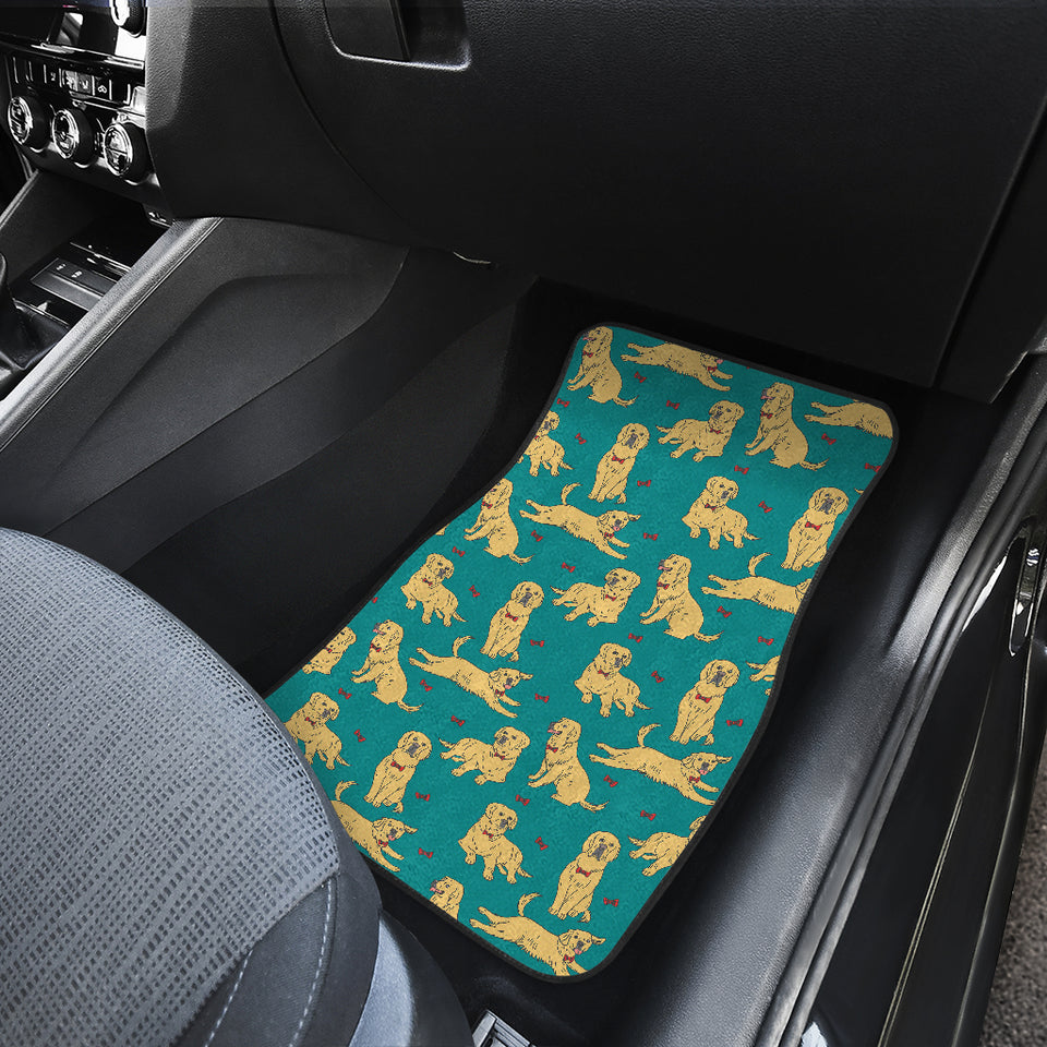 Golden Retriever Pattern Print Design 05 Front and Back Car Mats