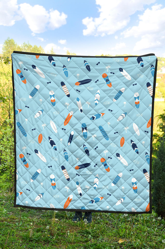 Surfboard Pattern Print Design 05 Premium Quilt