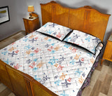 Hand Drawn Windmill Pattern Quilt Bed Set