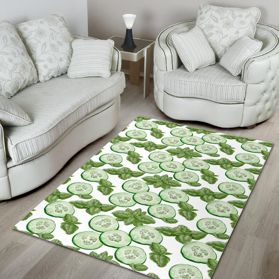 Sliced Cucumber Leaves Pattern Area Rug