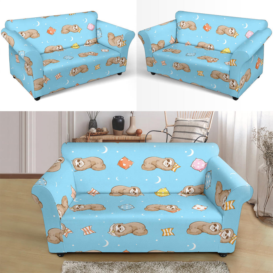 Sleep Sloth Pattern Loveseat Couch Slipcover