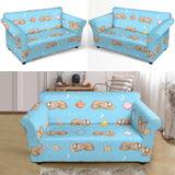 Sleep Sloth Pattern Loveseat Couch Slipcover