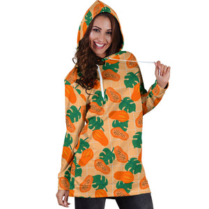 Papaya Leaves Pattern Women Hoodie Dress