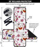 Meneki Neko Lucky Cat Sakura Flower Pattern Recliner Cover Protector