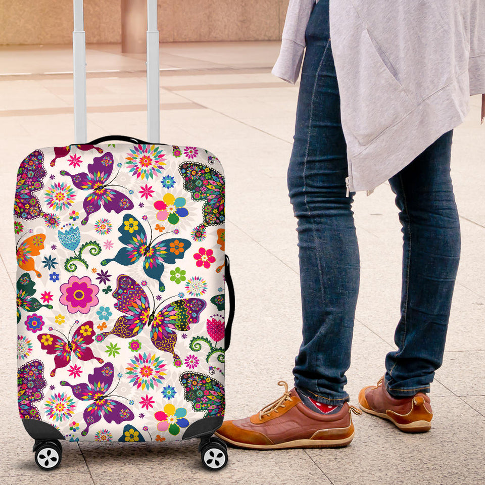 Colorful Butterfly Flower Pattern Luggage Covers