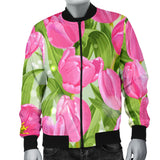 Pink Tulip Pattern Men Bomber Jacket