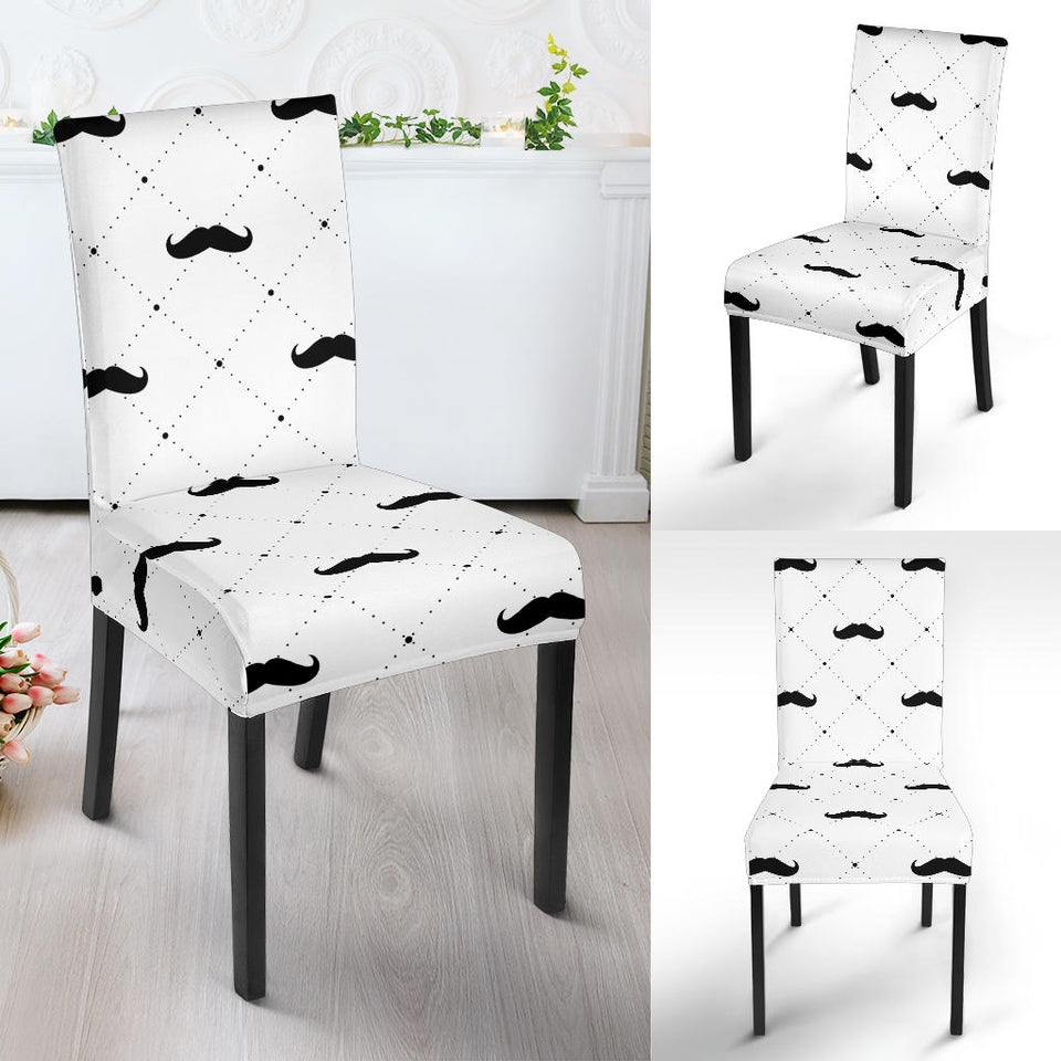 Mustache Beard Pattern Print Design 04 Dining Chair Slipcover
