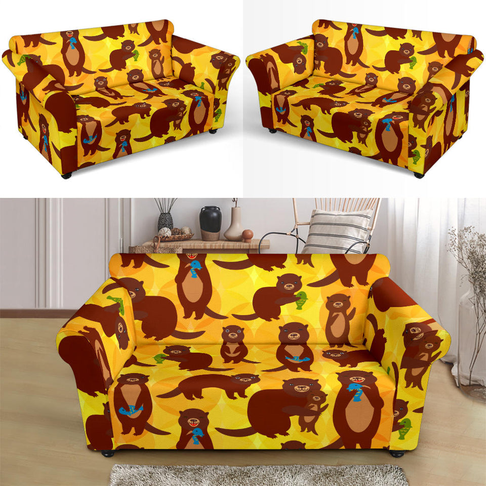 Otter Pattern Loveseat Couch Slipcover