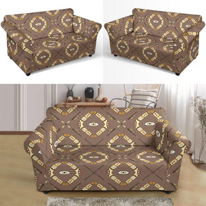 Traditional Boomerang Aboriginal Pattern Loveseat Couch Slipcover