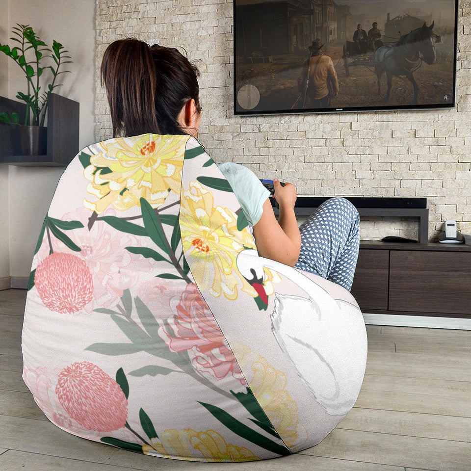 Swan Flower Pattern Bean Bag Cover