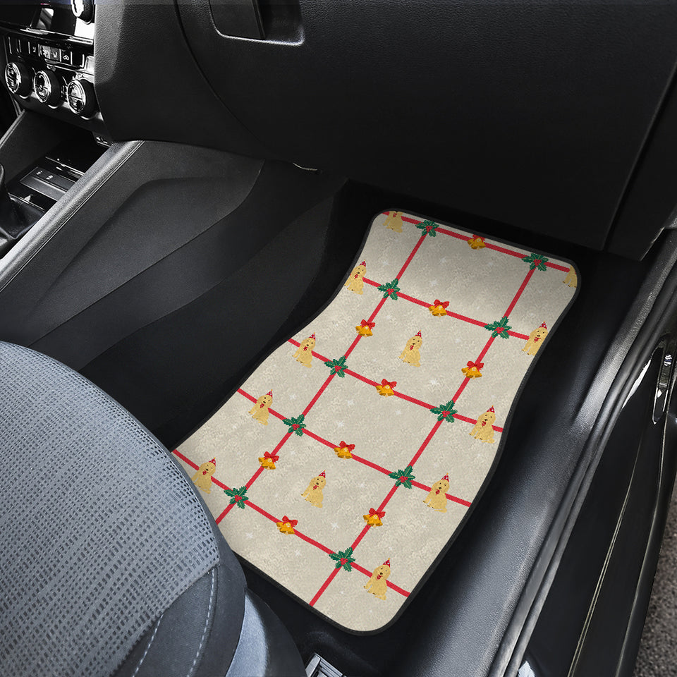 Golden Retriever Pattern Print Design 01 Front and Back Car Mats