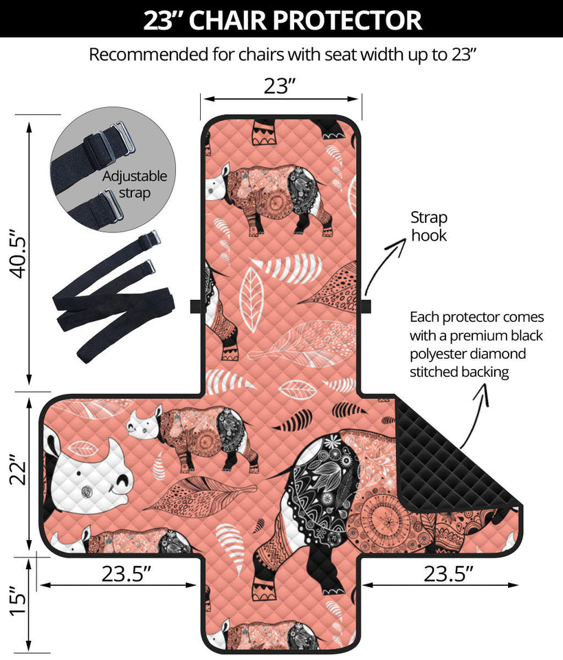 Rhino Tribal Pattern Chair Cover Protector