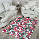 Pink Parrot Heliconia Pattern Area Rug