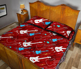 Electical Guitar Red Pattern Quilt Bed Set