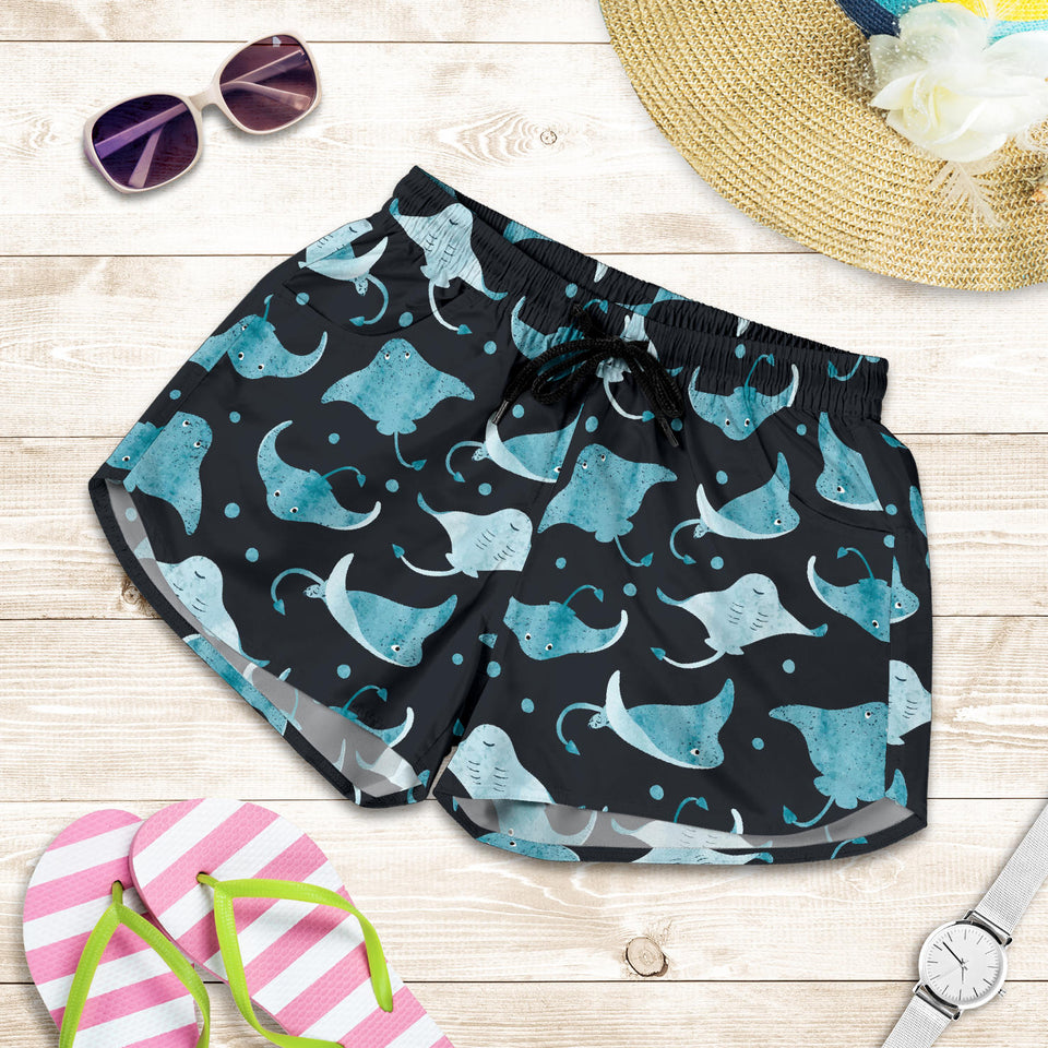 Stingray Pattern Print Design 04 Women Shorts